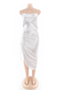 new stylish solid color drawstring laced adjustable sling irregular satin dress_White