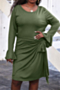 plus size three colors autumn solid color laced simple casual dress_Black_Red_Green