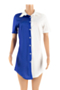 plus size three colors contrast color printing single breasted summer shirt dress_Black_Red_Blue