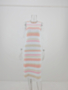 spring summer new stripes knitted stretch stylish high quality midi dress_Pink