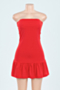 plus size solid color stretch tube top ruffle stylish sexy mini dress_White_Pink_Red