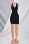 summer plus size solid color stretch low-cut sexy simple hot bodycon dress_White_Pink_Yellow_Black