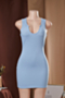 summer plus size solid color stretch low-cut sexy simple hot bodycon dress_White_Pink_Yellow_Black_Light Green_Sky Blue