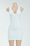 summer plus size solid color stretch low-cut sexy simple hot bodycon dress_White