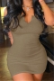 summer plus size solid color stretch low-cut sexy simple hot bodycon dress_White_Pink_Yellow_Black_Light Green_Sky Blue_Brown
