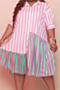oversize streak spliced inelastic stylish casual irregular shirtdress (new added color)_Pink