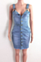 plus size two colors micro-elastic metal buckle straps single-breasted pockets stylish denim dress_Sky Blue