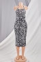 plus size two colors leopard printing stretch halter-neck sexy classic dress_Leopard_White