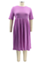 summer new oversize stretch casual simple dress_Purple