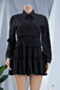 autumn new plus size inelastic single-breasted ruffle stylish mini shirtdress_White_Orange_Black