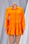 autumn new plus size inelastic single-breasted ruffle stylish mini shirtdress (new added colors)_White_Pink_Yellow_Orange