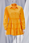 autumn new plus size inelastic single-breasted ruffle stylish mini shirtdress (new added colors)_White_Pink_Yellow