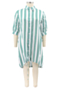 l-5xl new stripes printing inelastic drawstring hem design stylish midi shirtdress_Orange_Green