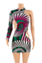 plus size long sleeve printing hollow out new stylish slim sexy dress_Purple_Red_Magenta