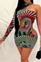 plus size long sleeve printing hollow out new stylish slim sexy dress_Purple_Red