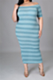 new plus size summer 3 colors streak batch printing off-shoulder stretch oversized dress_Streak_Sky Blue