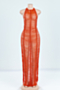 new halter neck plus size sexy solid color backless knitted beach maxi dress_White_Orange