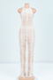 new halter neck plus size sexy solid color backless knitted beach maxi dress_White