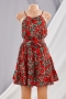 new style summer flower printing sleeveless bandage mini dress_Red