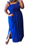 l-4xl plus size summer sexy solid sleeveless split maxi dress_White_Blue