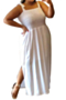l-4xl plus size summer sexy solid sleeveless split maxi dress_White