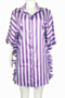 striped batch printing plus size ruffle single breasted short-sleeve loose shirt dress_Yellow_Purple