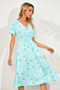 summer 9 colors short-sleeve floral batch print v-neck new stylish holiday dress_Yellow_Pink_Light Green