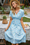 summer 9 colors short-sleeve floral batch print v-neck new stylish holiday dress_Yellow_Pink_Light Green_Red_Dark Blue_White_Black_Sky Blue