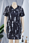 plus size xl-5xl batch printing v-neck pockets summer new stylish loose midi dress_Black