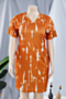 plus size xl-5xl batch printing v-neck pockets summer new stylish loose midi dress_Black_Orange