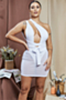 plus size 5 colors solid color s-4xl hollow out mesh see through laced stretch mini dress_White