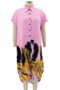 summer plus size single breasted batch printing loose inelastic irregular shirt midi dress_White_Pink