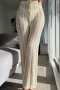 new 6 colors crochet stretch tie-waist hollow stylish beach holiday pants cover-ups(only cover-ups)_Black_White_Khaki _Green_Beige