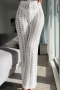 new 6 colors crochet stretch tie-waist hollow stylish beach holiday pants cover-ups(only cover-ups)_Black_White
