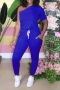 plus size eight colors solid color one shoulder simple summer new fashion stretch jumpsuit_Black_White_Red_Blue