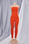 plus size six colors new stylish summer strapless stretch simple tight slim jumpsuit_Black_Light Green_Beige_Magenta_Orange