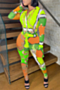 autumn new stylish multicolor printing stretch single-breasted casual jumpsuit_Purple_Multicolor_Green