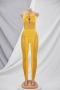 spring new stylish mesh patchwork see-through slim zip-up stretch plus size hollow sexy jumpsuit_Black_White_Yellow