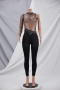 spring plus size two colors see through mesh spliced rhinestone decor one-sleeve zip-up back sexy skinny jumpsuit_Black