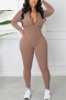 s-2xl plus size autumn & winter new 5 colors stretch long sleeve zip-up slim stylish sexy jumpsuit_Black_White_Blue_Khaki