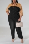 xl-5xl plus size 3 colors non-stretch denim contrast stitching stylish jumpsuit_Black