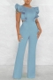 sexy plus size slight stretch 5 colors orange backless hollow ruffle jumpsuit_Black_Red_Orange_Green_Sky Blue