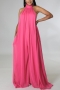 sexy non-stretch chiffon 11 colors halter-neck jumpsuit_Black_White_Pink_Rose Red_Magenta