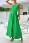 stylish solid color non-stretch one shoulder wide-leg jumpsuit_Black_Red_Green