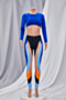 autumn new plus size three colors stretch stylish sports skinny two-piece set_Blue