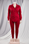plus size xl-4xl solid color autumn new stylish single breasted stretch casual simple two-piece set_Black_Rose Red