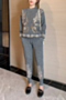 autumn beaded embroidered long-sleeve new stylish stretch casual two-piece set (size runs small)_Black_Gray