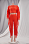 winter solid color new stylish plus size tassel stretch casual knitting two-piece set_Black_White_Rose Red_Orange
