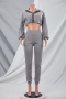 spring four colors stretch zip-up crop top with pockets pants stylish two-piece set_White_Blue_Orange_Gray