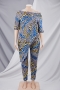 l-4xl plus size spring new stylish loose off-shoulder batch printing stretch casual two-piece set_Yellow_Leopard